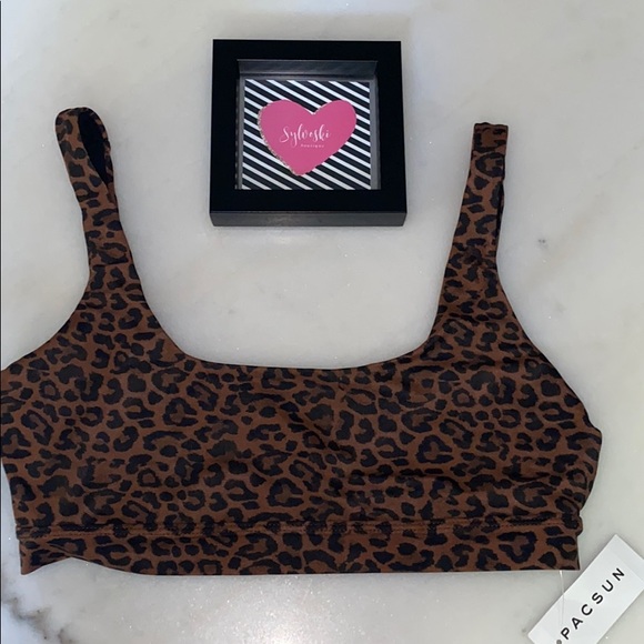 🔥 LA Hearts Leopard Cropped Bikini Top Set NWT - Picture 9 of 14